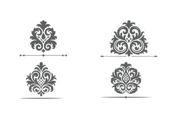 Ornate Damask Flourish Ornaments and Decorative Dividers Vector Set