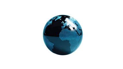 Fototapeta premium A black globe centered on a light blue background, modern world map sphere symbolizing global connection, unity and technology concept