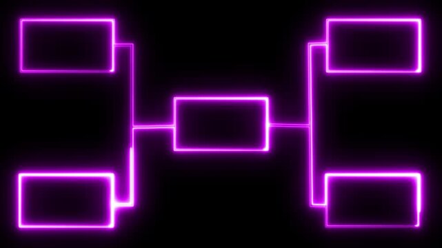 Glowing neon line Business hierarchy chart infographic icon isolated on dark background, perfect for corporate quiz visuals