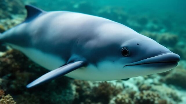Vaquita - The Worlds Rarest Marine Mammal Swimming in the Gulf of California.