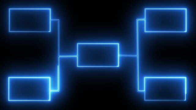 Modern glowing Blue business structure infographic icon on dark screen, great for quiz graphics and motion templates