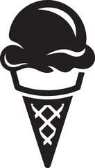 Black silhouette of an ice cream cone with a scoop of ice cream frozen dessert sweet on White Background also transparent background