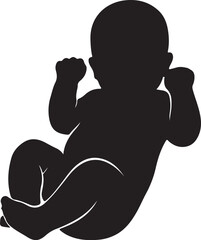 Silhouette of a Newborn Baby Lying Down with Arms Raised on a White Background infant child also transparent background