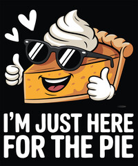 Whimsical Pie Slice Cartoon with Sunglasses and Thumbs Up, 