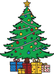 A festive collection of highly detailed Christmas and New Year vector illustrations, including decorated trees, Santa Claus, reindeer, winter scenes, and holiday decorative elements suitable for greet