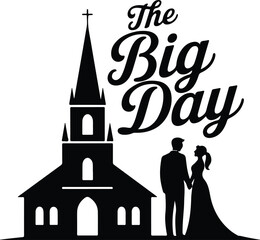 Elegant wedding day church silhouette design