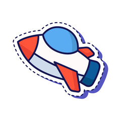 Cute Cartoon Rocket Ship Sticker With Blue and Orange Accents On A Transparent Background Ideal For Space Themed Designs