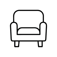 Simple line drawing of a comfortable armchair icon for furniture and design