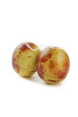 Fresh Crispy Red Jujube Dates from Shaanxi Province Winter Fruit Isolated on White Background