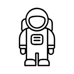 Simple line art icon of an astronaut in a spacesuit ready for space exploration
