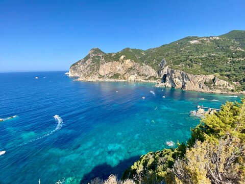 Coastal view from Paleokastritsa Corfu Greece.