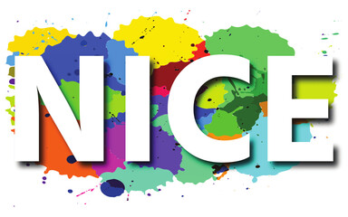 Nice Colorful Typography Art Design – modern creative text with paint splash background, decorative font style, and vibrant digital word illustration