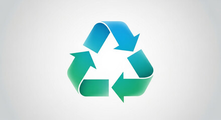 A vibrant recycling symbol with a gradient of blue and green, representing sustainability and environmental responsibility isolated on white background