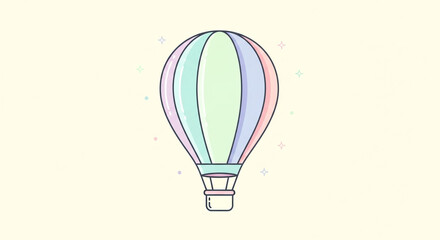 Obraz premium Pastel colored hot air balloon isolated on white background, a whimsical and dreamy illustration for childrens designs and creative projects