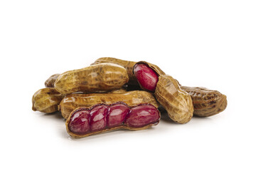 Boiled Peanuts with Red Skins Traditional Southern Snack Food Isolated on White Background