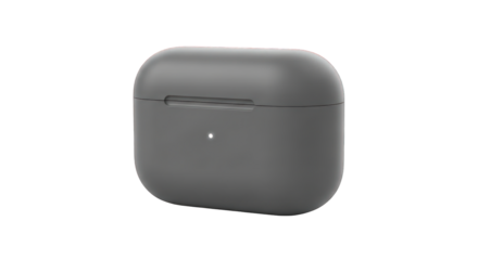 Gray airpod pro case isolated on transparent background for protection and charging