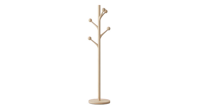 Wooden coat rack isolated on transparent background for hanging clothes and accessories