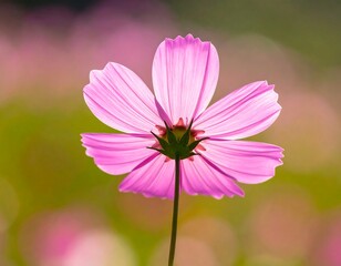 Backlit pink flower against a blurry background