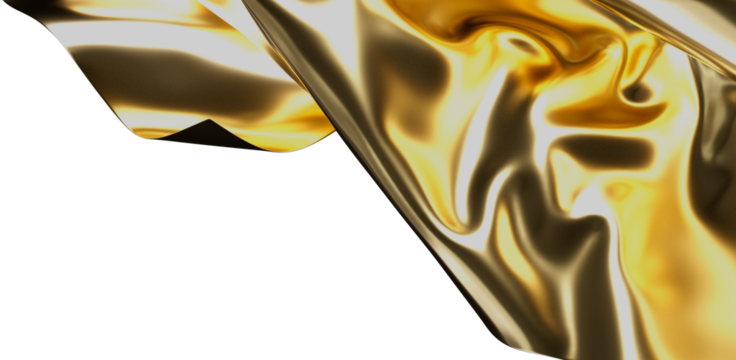 Abstract image featuring flowing golden fabric with dynamic shapes and textures. Perfect for luxury design, backgrounds, and creative projects.