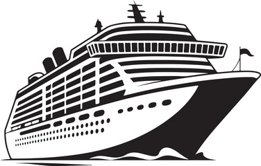 Fototapeta premium Black Silhouette of a Cruise Ship