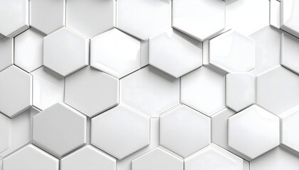 Naklejka premium Seamless pattern of raised white hexagonal tiles, macro shot, bright studio lighting, minimalist geometric wallpaper