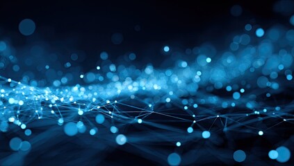Abstract digital network of glowing dots and lines in shades of blue