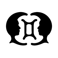 Gemini zodiac sign symbol with twin faces in minimalist design  
