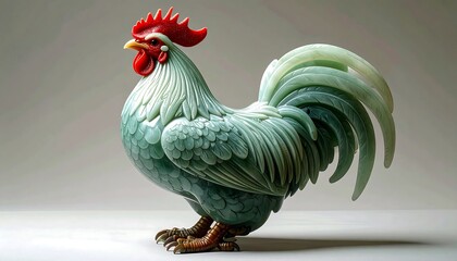 Detailed Carved Rooster Sculpture.