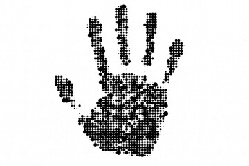 Black and white halftone handprint