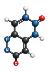 Obraz premium Molecular structure of guanine featuring a double-ring purine and keto group.