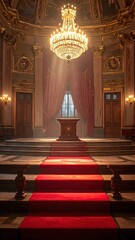 Red Carpet Leading to a Dais in Ornate Room