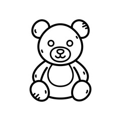 Cute Teddy Bear Doodle Art On Transparent Background Simple Outline Drawing Of A Toy Bear For Children With Soft Round Shapes And Friendly Eyes