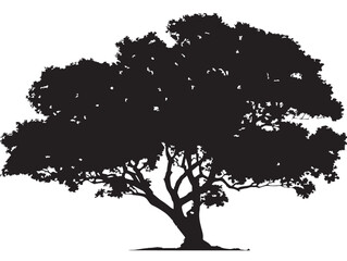 Decorative Sun Dappled Crown Tree in Clean 2D Vector Line Art  