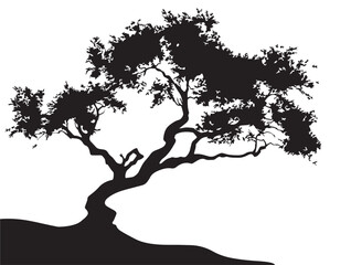 Detailed Sylvan Spirit Tree Artwork in Refined 2D Vector Line Art  