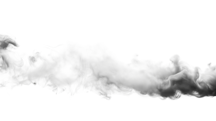 Abstract cloud of smoke emerging. Isolated on transparent background, png