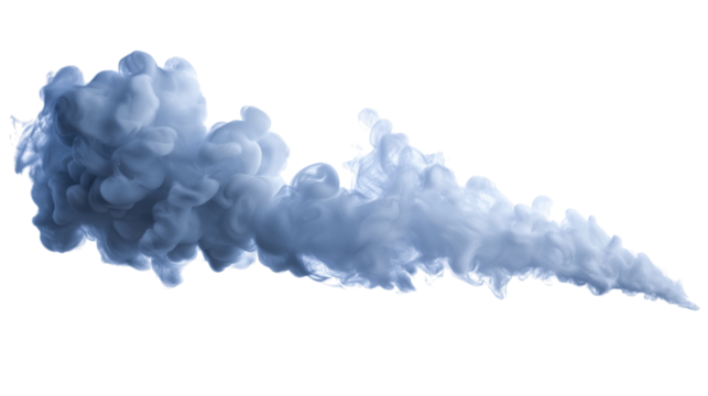 Abstract cloud of blue smoke. Isolated on transparent background, png