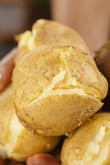 Fresh White Potatoes from Gansu Province China Showing Fluffy Cooked Interior Texture