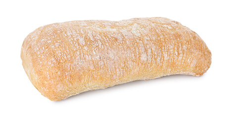 One tasty fresh ciabatta isolated on white