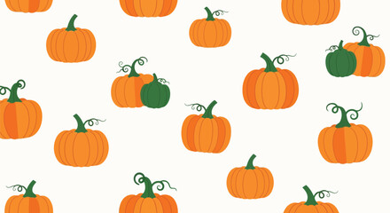 Seamless autumn pumpkin pattern cute orange harvest vegetables halloween fall holiday background vector
