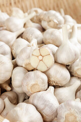 Fresh Shandong Garlic Bulbs and Cloves - White Organic Cooking Ingredient Close-up