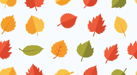 Autumn leaves seamless pattern fall season colors nature botanical foliage graphic design element vector