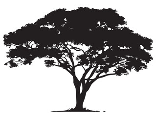 Beautiful Understory Tree Silhouette 2D Vector Line Art Illustration  