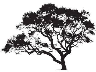 Mysterious Unseen Tree Design in Detailed 2D Vector Line Art  