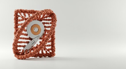 DNA strand entwined with data storage device against a bright background