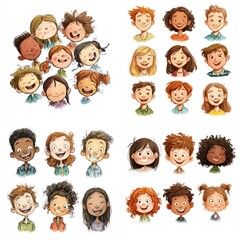 Fototapeta premium Joyful expressions of children creative art compilation colorful environment playful viewpoint cheerful concept