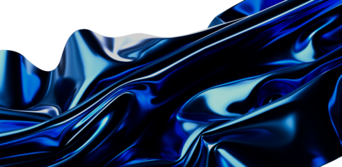 Stunning abstract image of a shiny blue fabric flowing in graceful waves. Perfect for backgrounds, textures, and creative designs with a modern