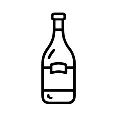 Wine bottle illustration in minimal style on white background  