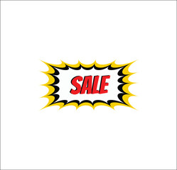 Bold red sale sign with yellow bursting border