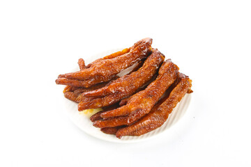 Marinated Phoenix Claws Chicken Feet with Sauce Asian Dim Sum Snacks on White Plate