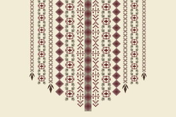 Neck geometric abstract Aztec oriental embroidery traditional border pattern. Native geometry neck decorative design for fashion, texture, element, neckline, textile, fabric, clothing, printing